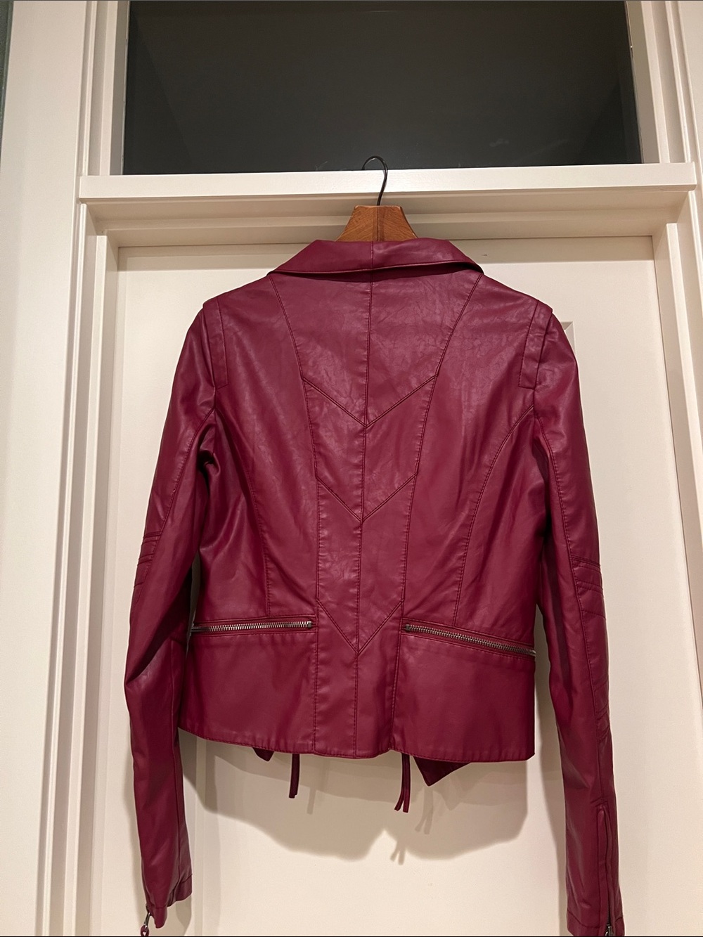 Lulu's Raspberry Faux Leather Moto Jacket - Picture 3 of 7
